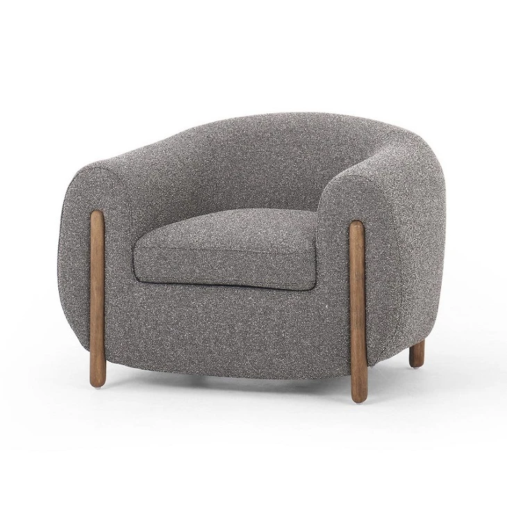 Fabric Armchair With Wooden Legs Fabric Armchair With Wooden Legs